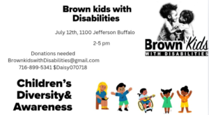 Brown Kids with Disabilities flyer for the Children's Diversity and Awareness event. See event details for more info.