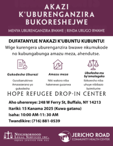 Event info in Kinyarwanda. Please reach out at 716.847.0650 for info in your language.