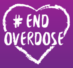 #EndOverdose in heart with purple background