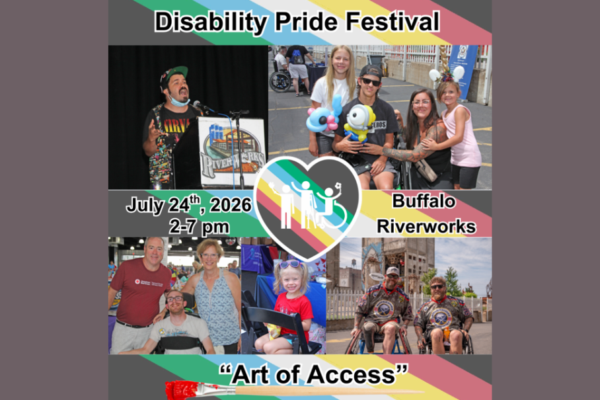 Disability Pride Festival "Art of Access" over the disability pride flag with photos from last year's event. See post for event details.