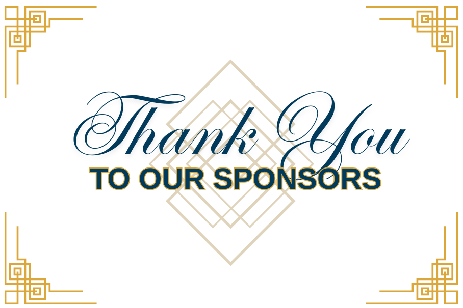 Thank you to our sponsors with gold art deco details