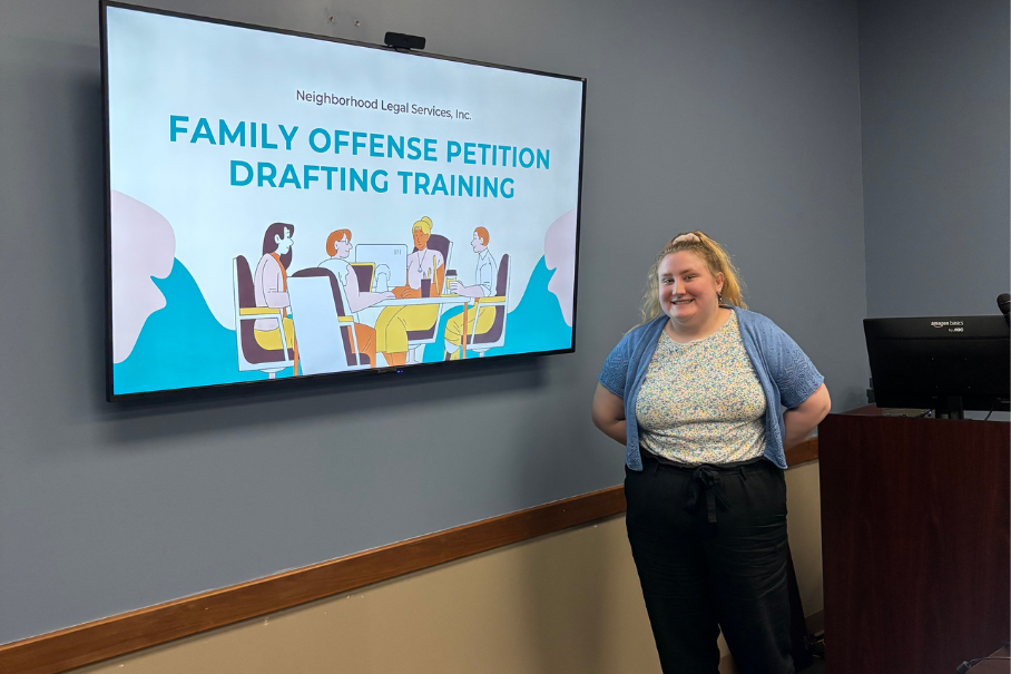 Jahna presenting about family offense petitions.