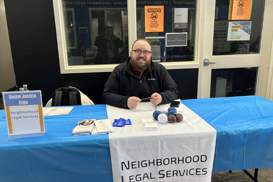 Jared tabling at a student career event.