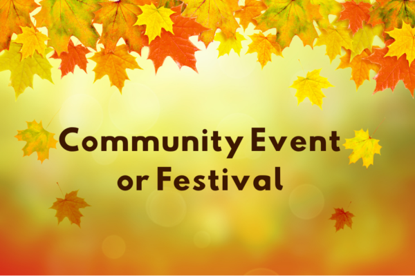 Community Event or Festival with fall leaves in the background.